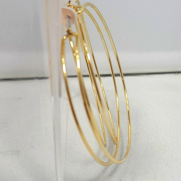 Rebecca Minkoff Double The Drama Hoop Earrings (Gold) - Picture 4 of 4